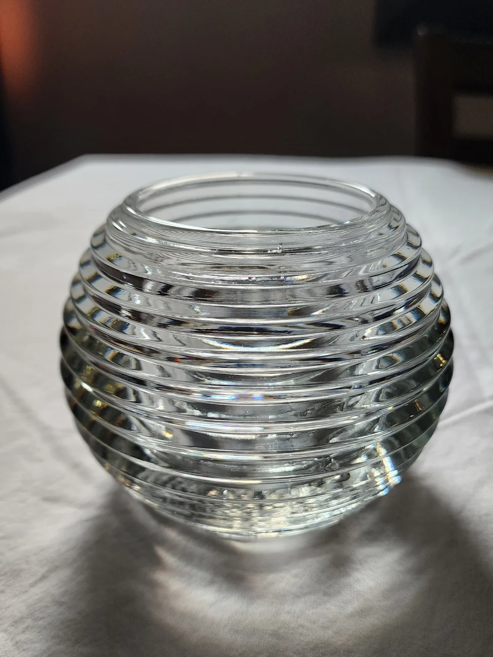 Home Interiors Clear Ribbed Globe Candle Holder